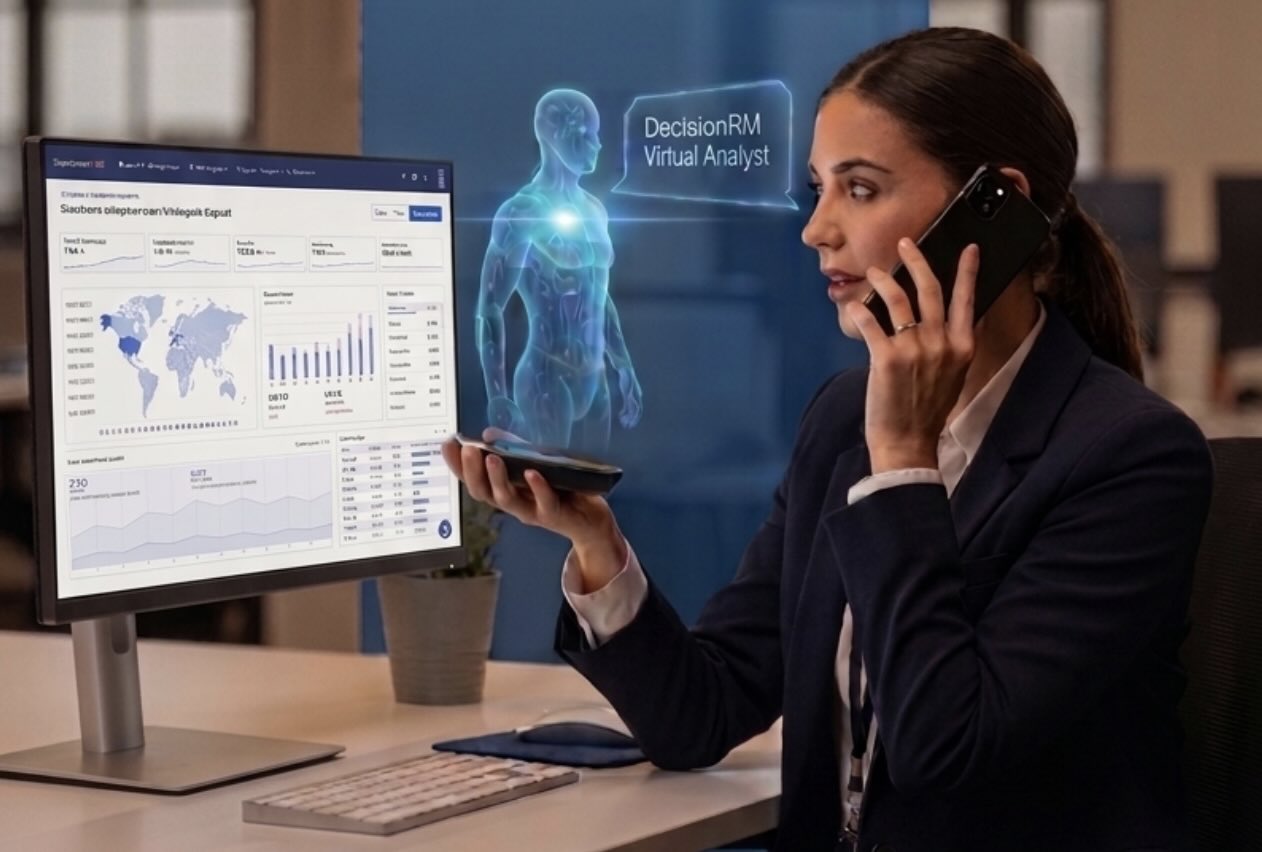 DecisionRM Virtual Analyst with airline revenue management dashboard